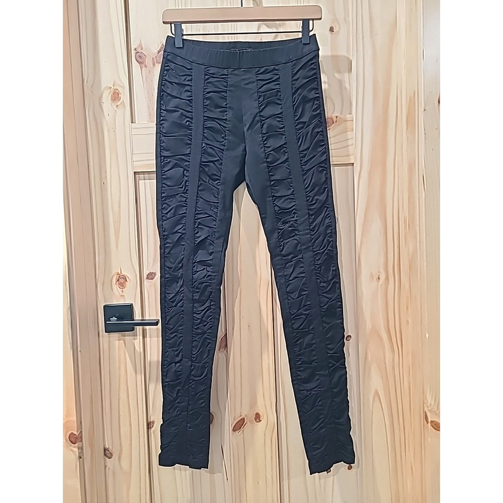 NWT Carine Black Ruffle Leggings Pull On Elastic Waist Pants Size 6 *READ*